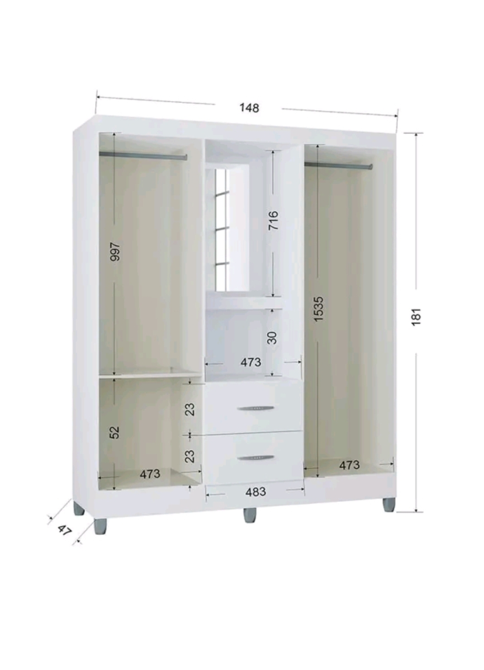 Guarda Roupa Solteiro Cordoba 4 Portas BRANCO Poquema - - #1