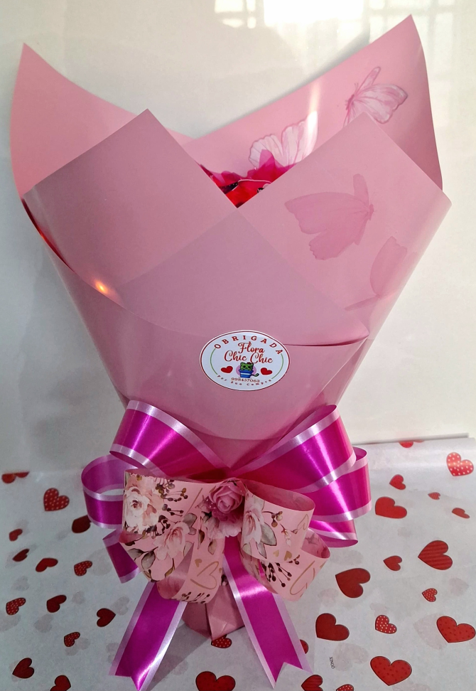 Buquê Pink com 20 Borboletas