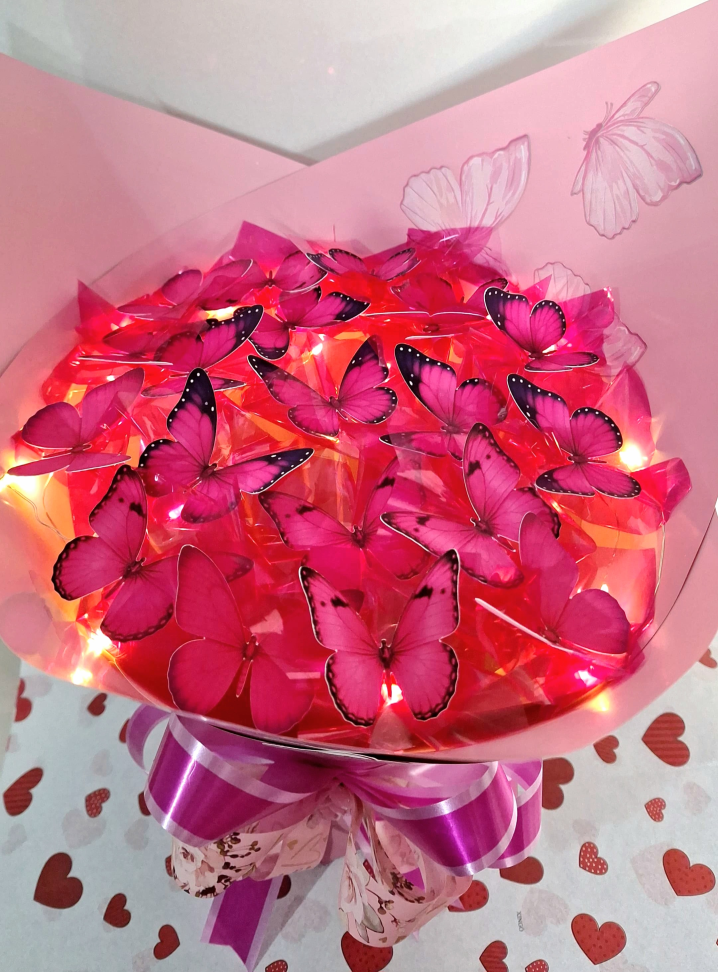 Buquê Pink com 20 Borboletas