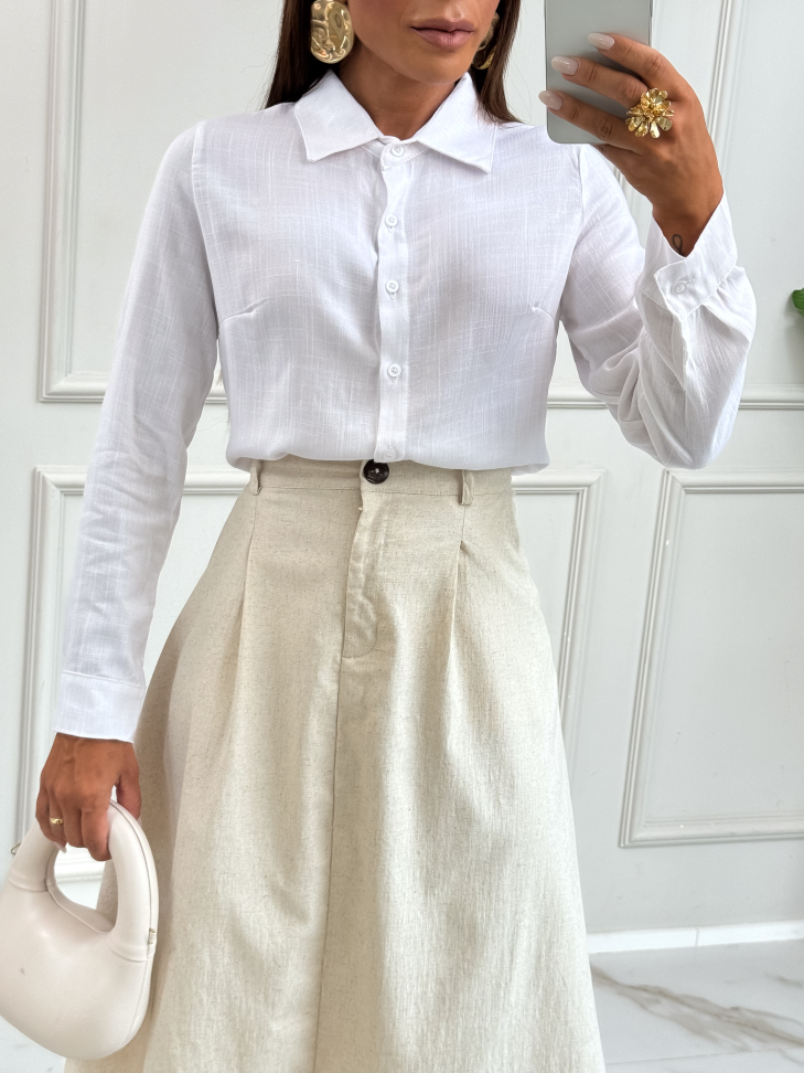 Saia Midi de linho com elastano - #1