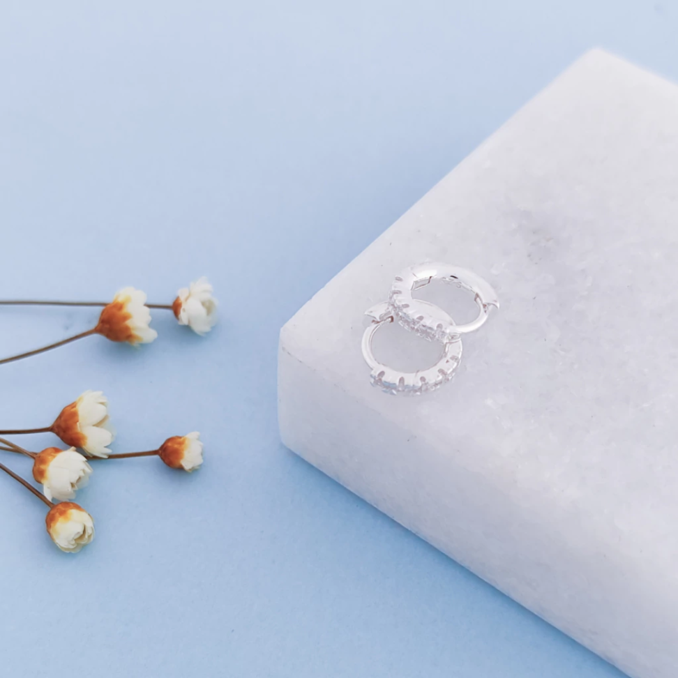 Argola Click Redonda Cravejada Transparente 12mm em Prata 925 - #5