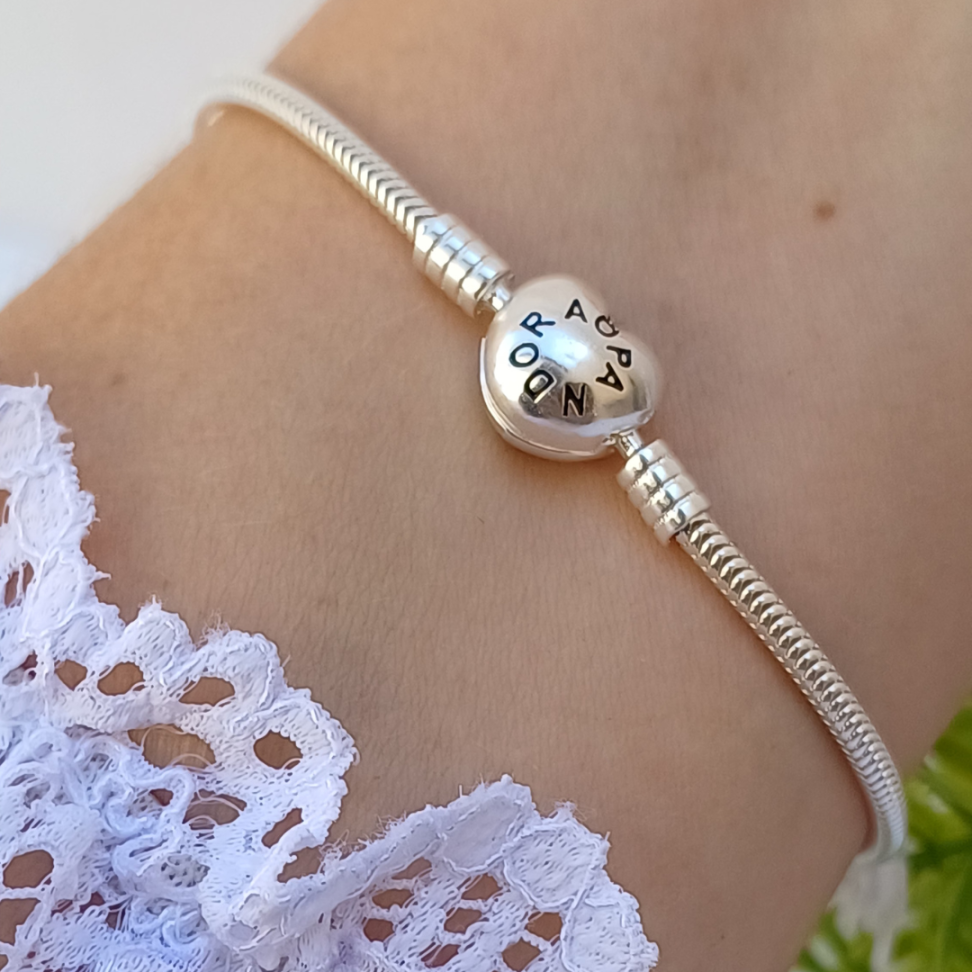 Pulseira para Berloques Coração Lisa em Prata 925 - #1