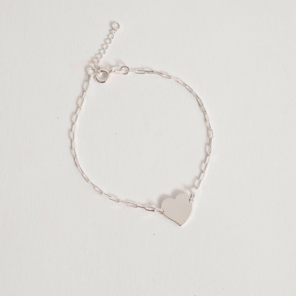 Pulseira com Entremeio Coração 12mm em Prata 925 Corrente Carti - #3