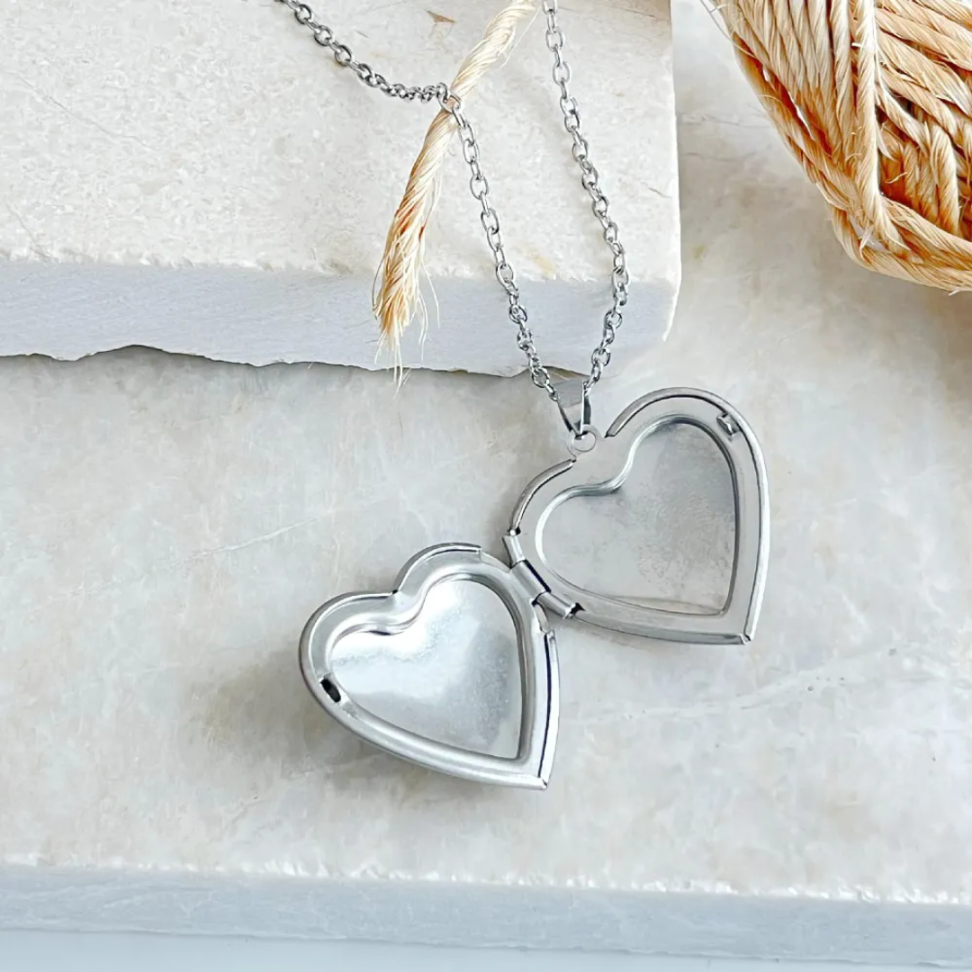 Relicário coração liso em aço inoxidável - Personalizado - #2