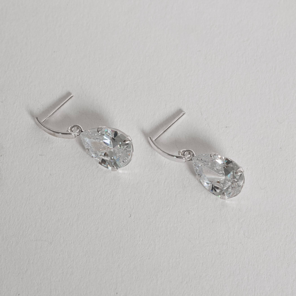 Brinco Base com Zircônia Gota Cristal 12mm - #3