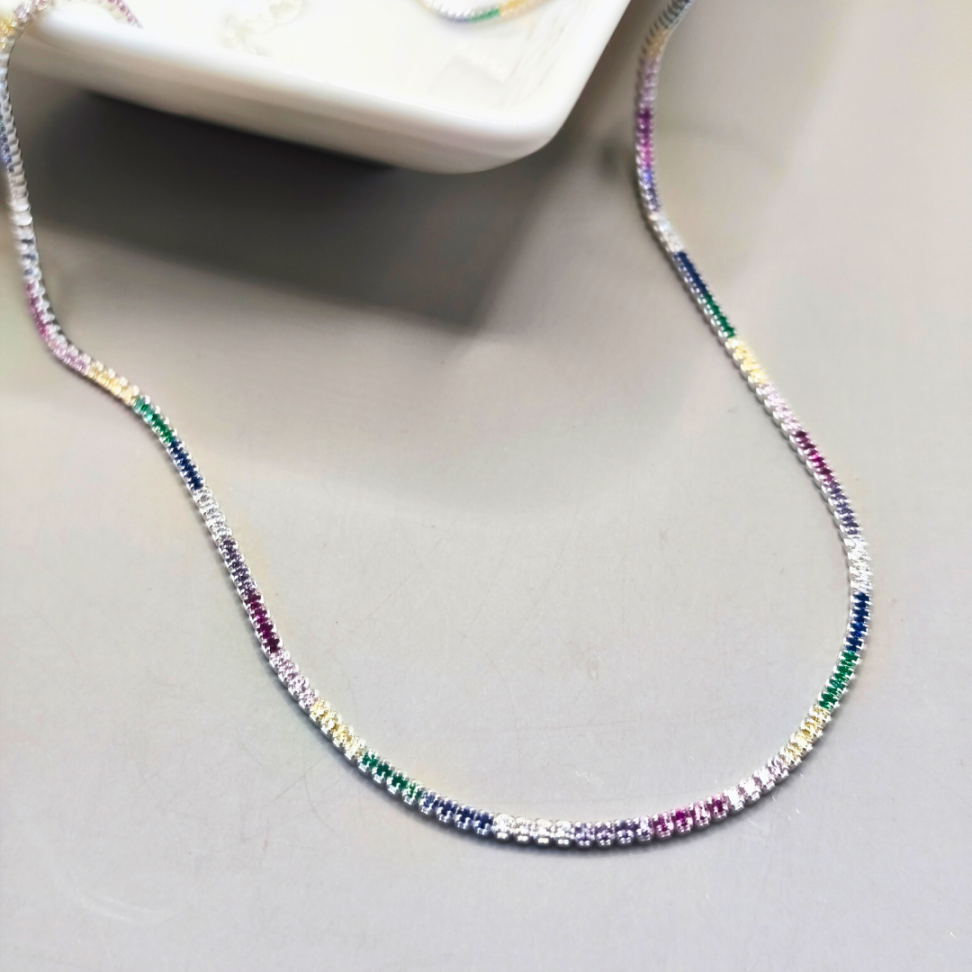 Chocker Riviera Colorida em Prata 925 com Zircônias Coloridas