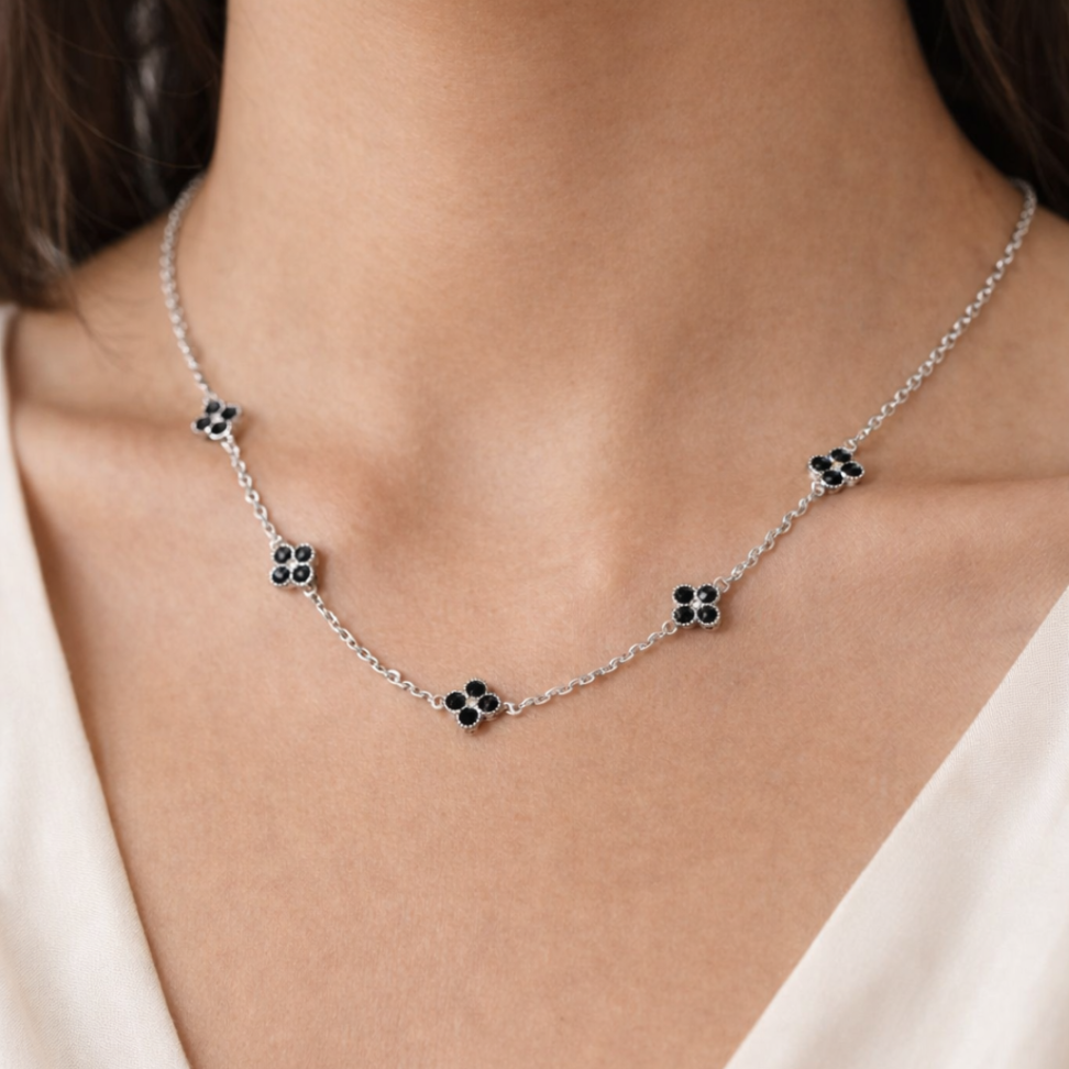 Colar Trevinho Preto com Zircônias em Prata 925 - #2