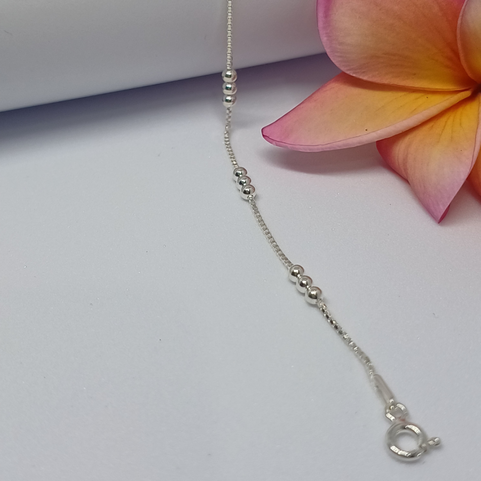 Tornozeleira V15 com 3 Bolas em Prata 925 - #2