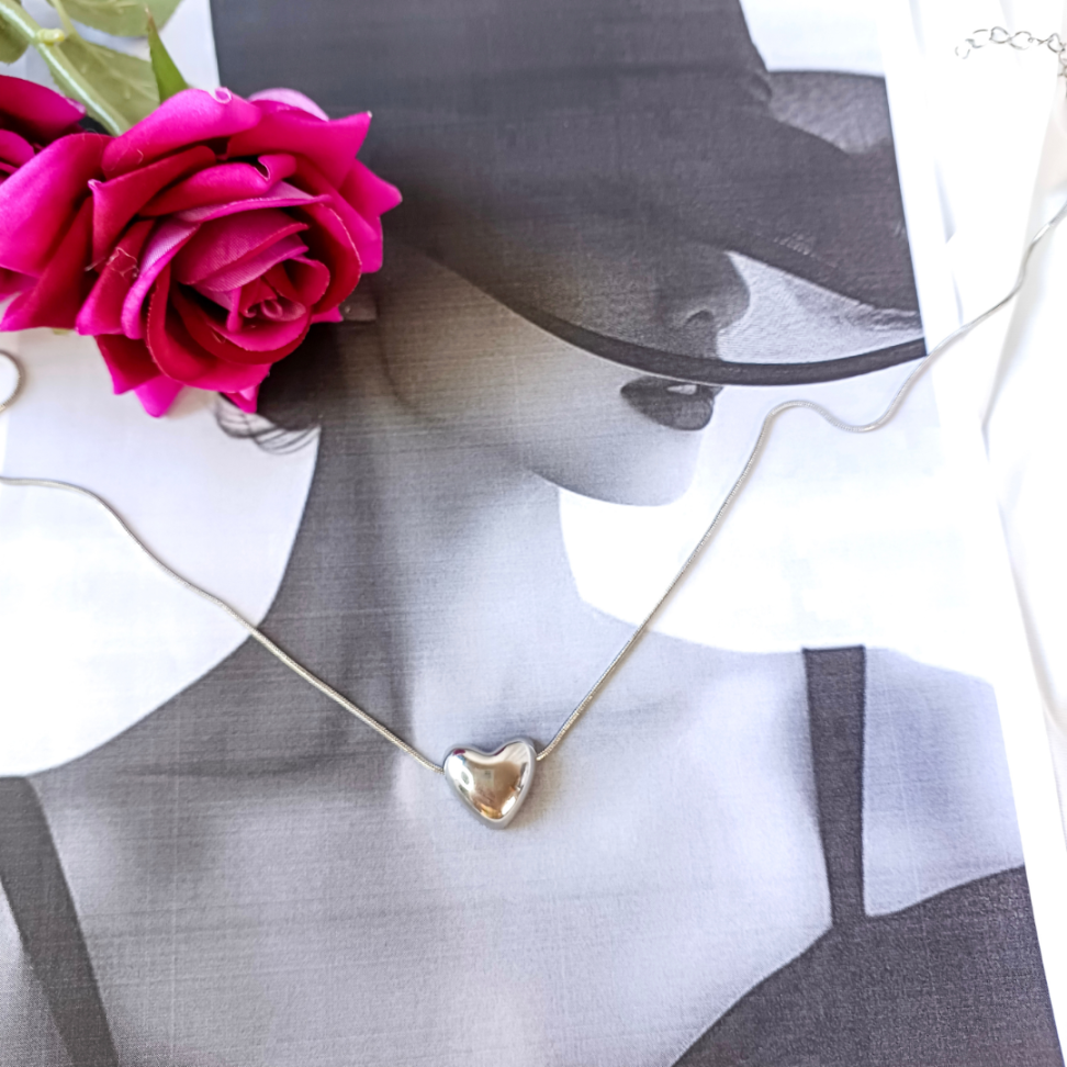Colar Coração Pleno em Aço Inox – 45 cm - #1