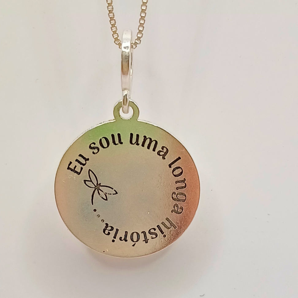 Colar Medalha Libélula Eu Sou Uma Longa História em Prata 925 - #5