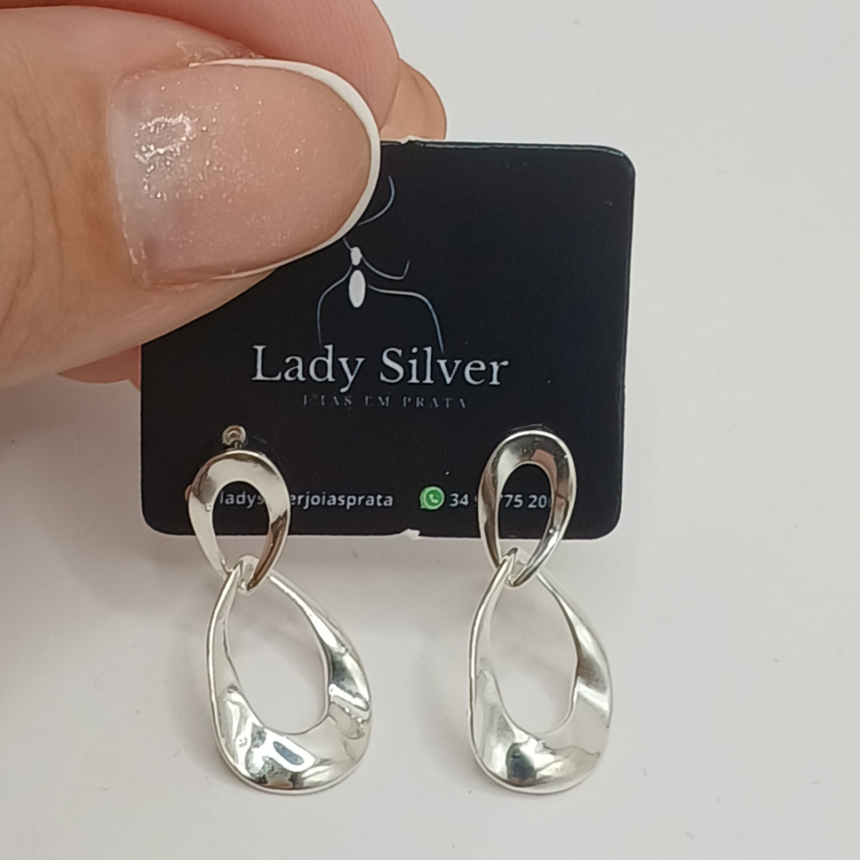 Brinco Minimalista Círculos Pendurado em Prata 925 - #2