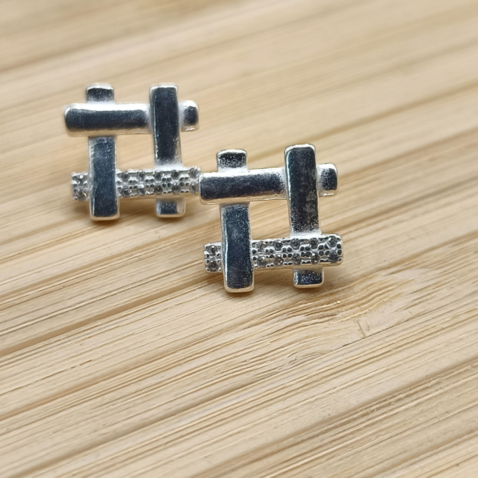 Brinco Quadrado Vazado Cravejado Prata 925 - #2