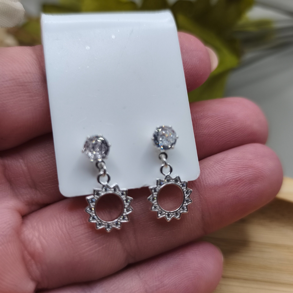 Brinco Base Zircônia Sol Prata 925 - #2