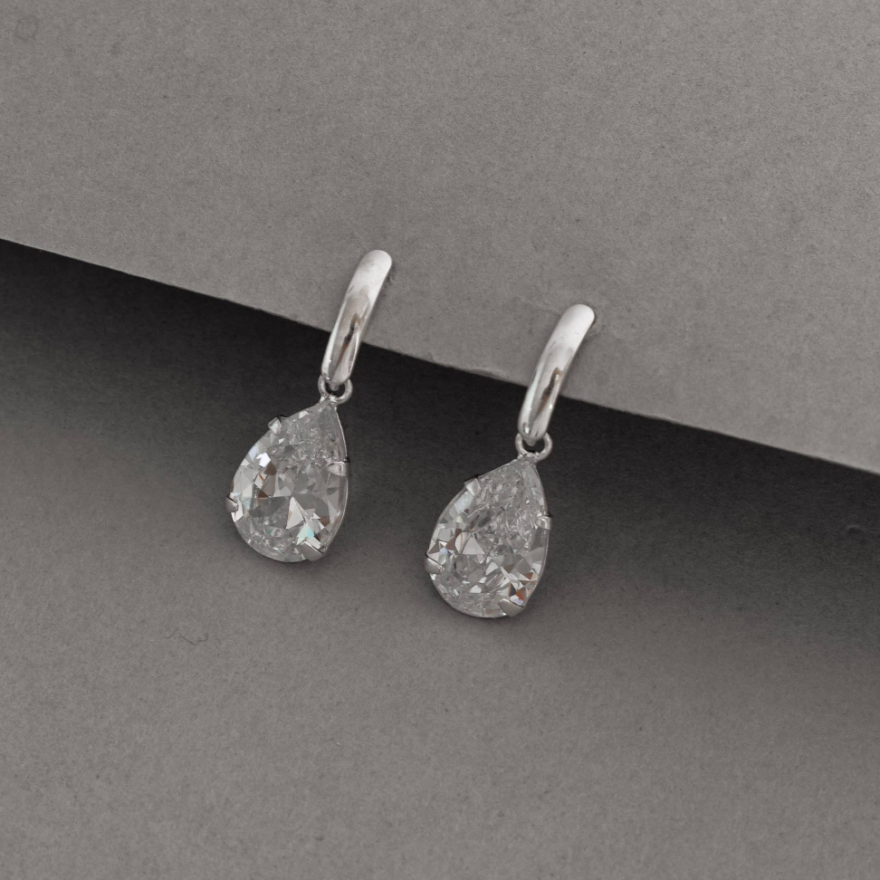 Brinco Base com Zircônia Gota Cristal 12mm