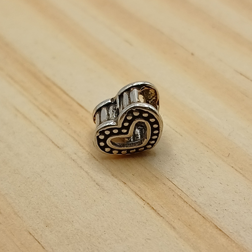 Berloque Separador Coração Envelhecido – Prata 925 - #2