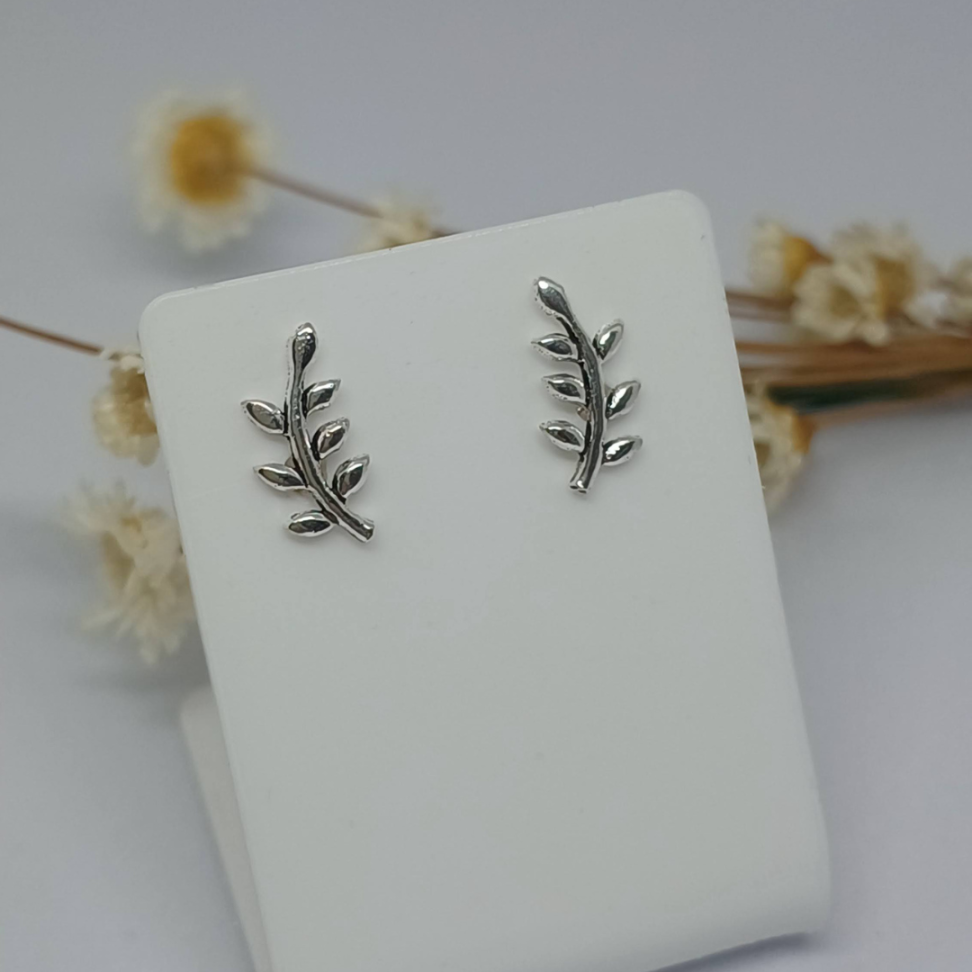Brinco Ear Cuff Ramos de Folhas em Prata 925