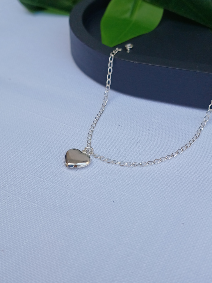 Pulseira Coração Liso Pequeno em Prata 925 – 18 cm - #3