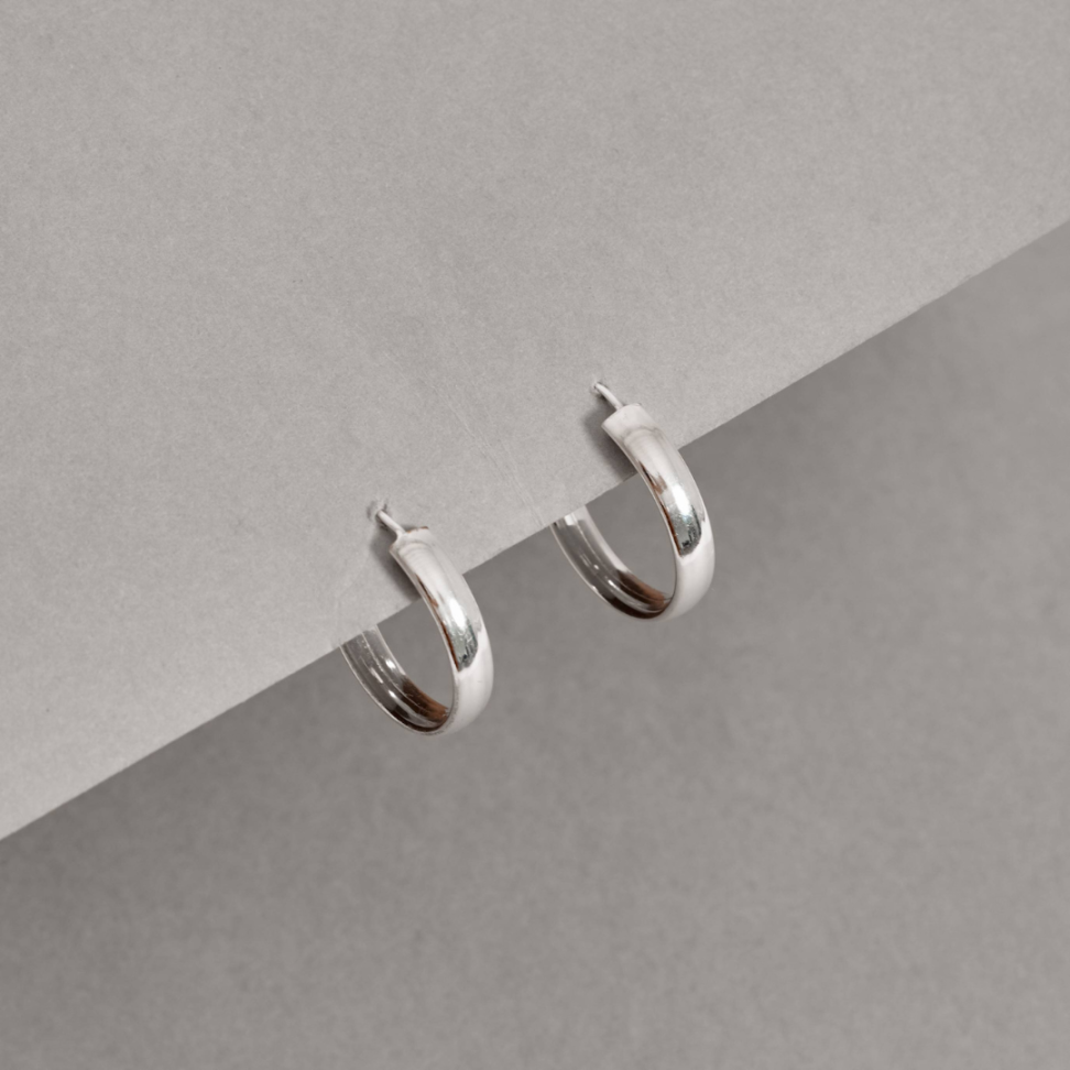 Argola Redonda 22mm Fio Navete em Prata 925