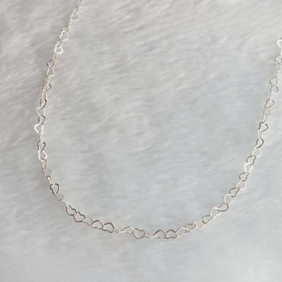 Colar Elo Corações 60 cm em Prata 925 - #2