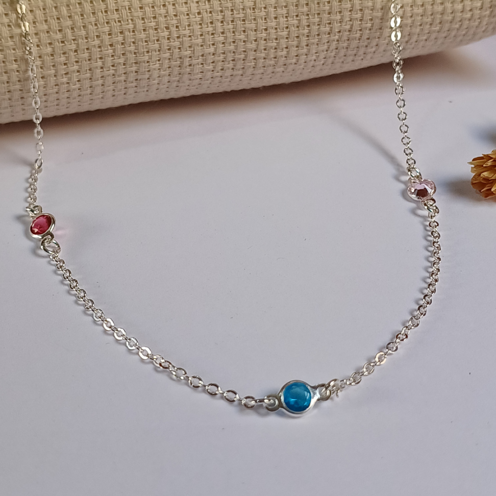 Colar Elo Portugues com Zircônias Multicolor 60 cm - #1