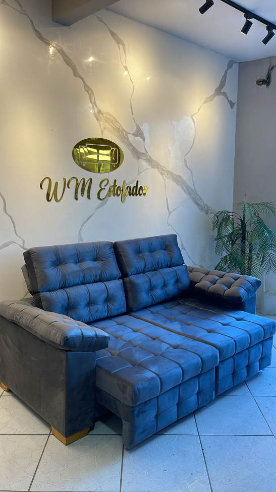 Sofá Retrátil Reclinável com Pillow e Braço Declive (2.0m)