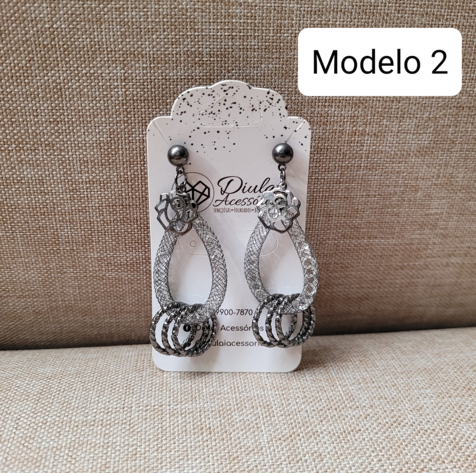 Brinco Tela c/ Cristais - #4