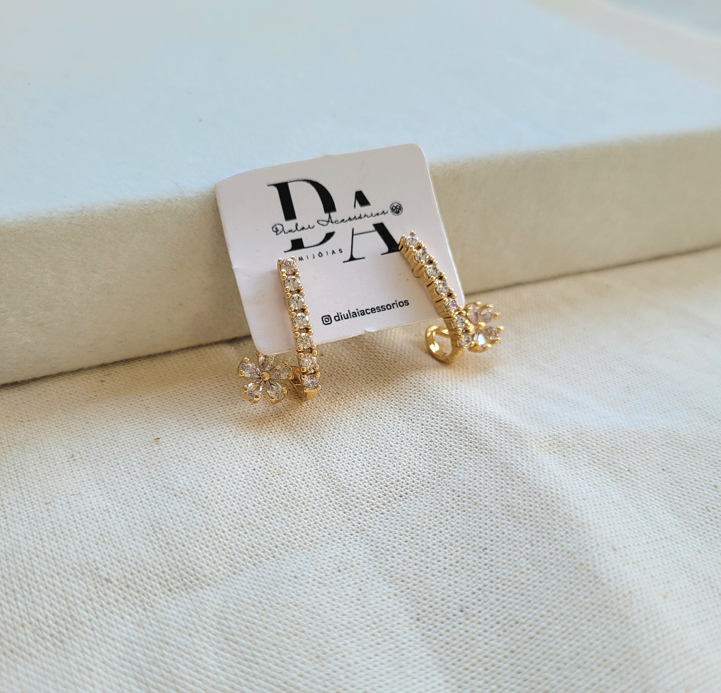 Brinco Flor Cravejado - #1