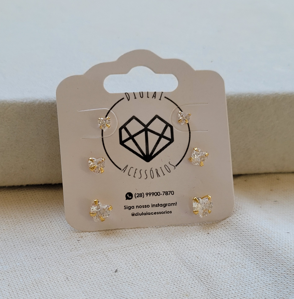 Trio Coração zircônia - #1