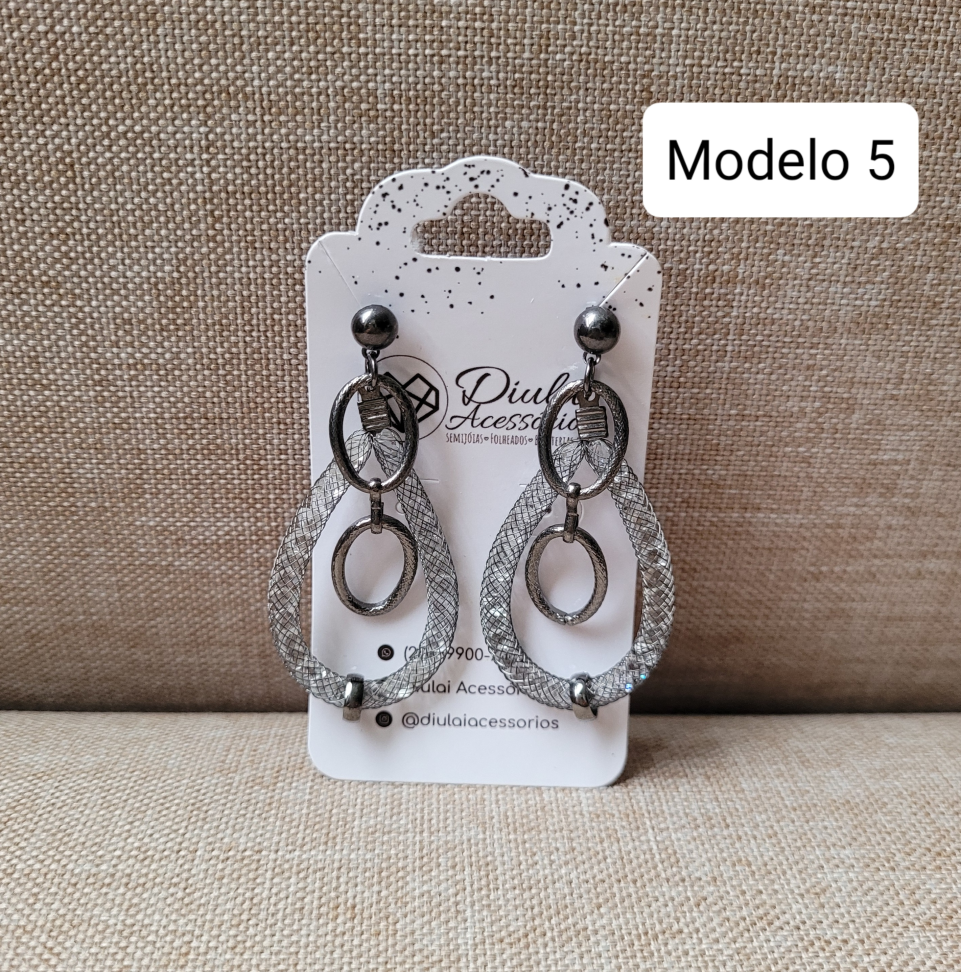 Brinco Tela c/ Cristais - #2