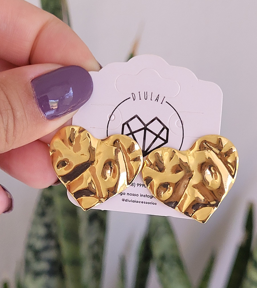 Brinco Coração Martelado - #1