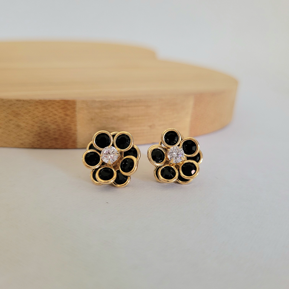 Brinco Flor Preto - #3