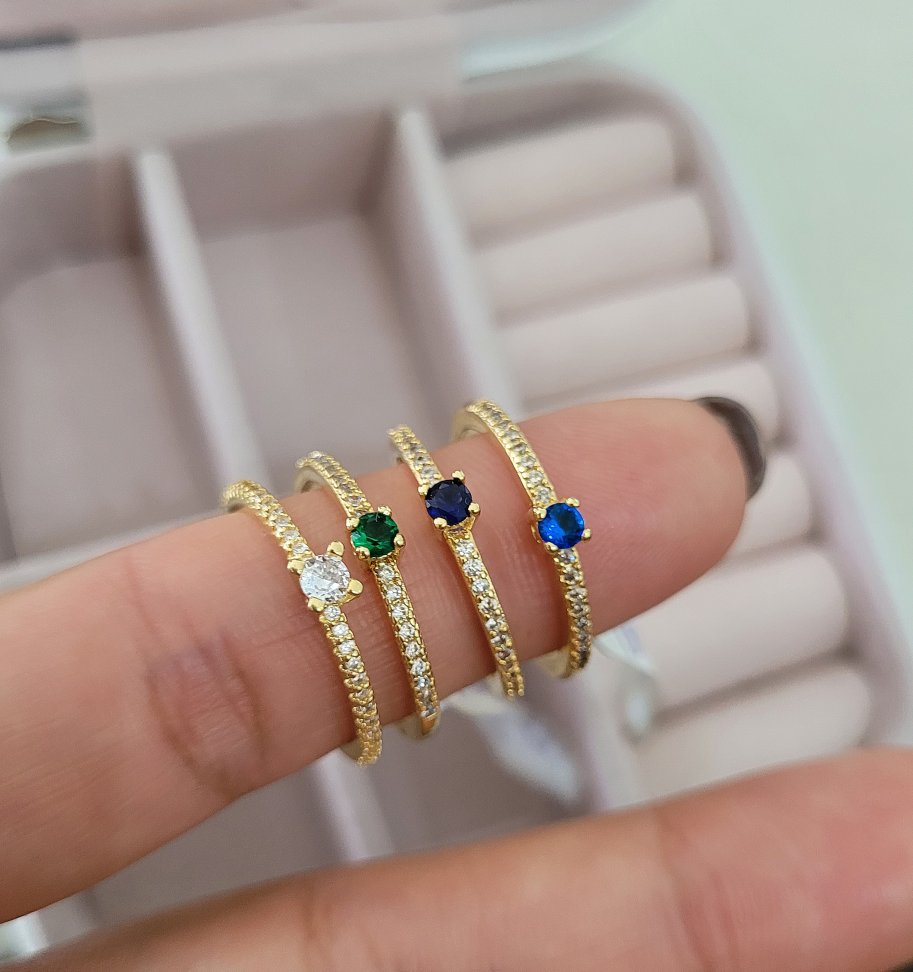 Anel Solitário Zirc Azul - #2