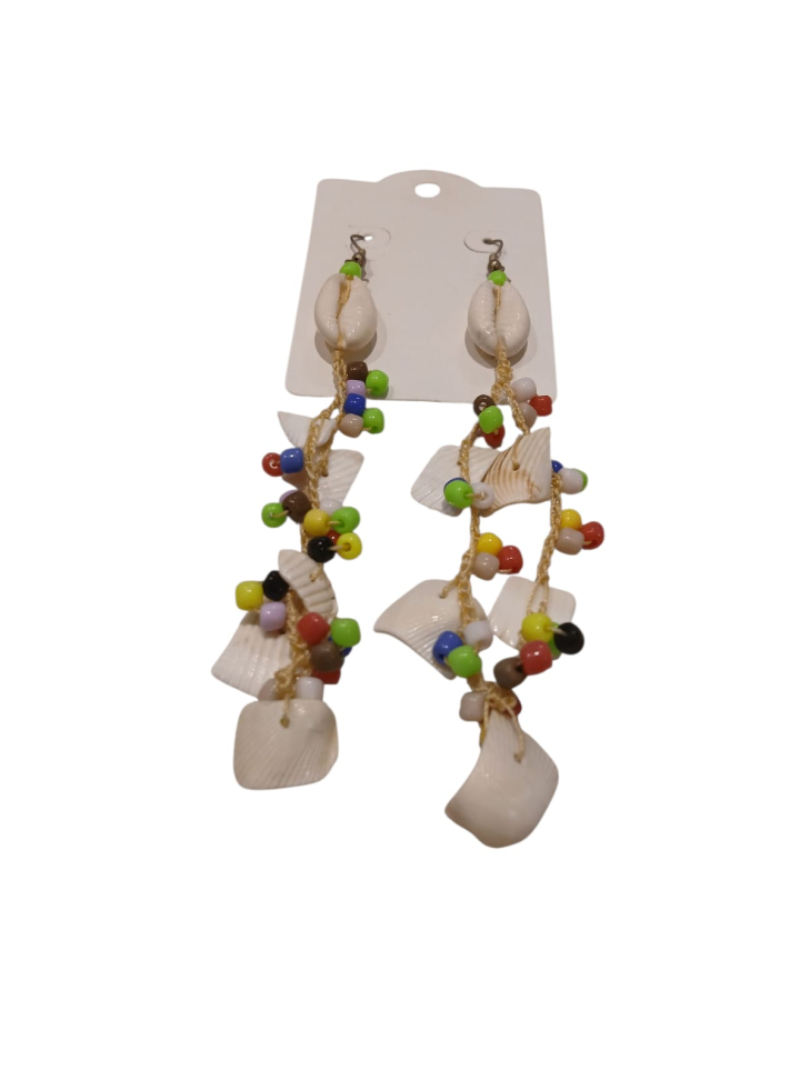 brinco miçangas coloridas e conchas - #2