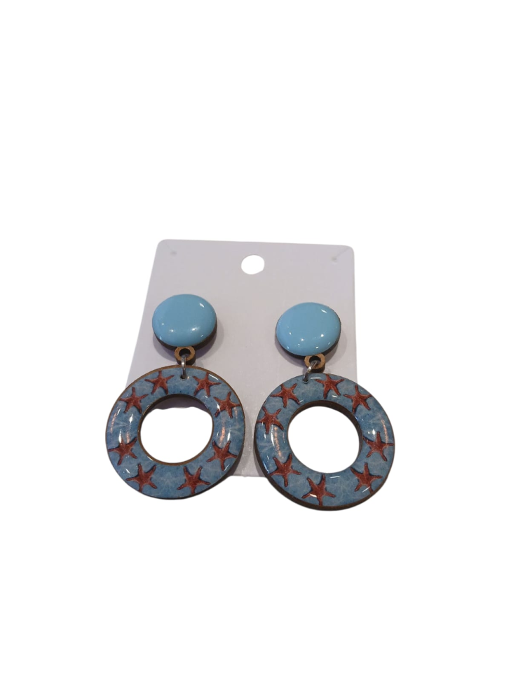 brinco bola de MDF com resina - #3