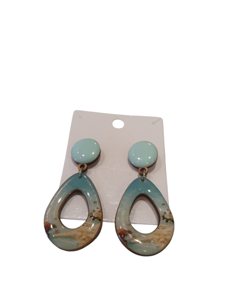 brinco gota de resina estampado - #2