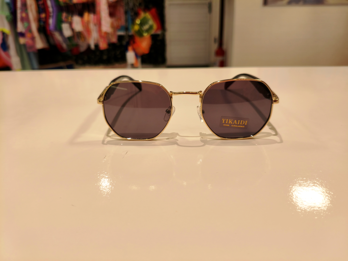 Óculos hexagonal haste colorida - #3